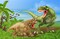 T Rex Triceratops Dinosaur Fight Scene Edible Cake Image Topper for 8 inch round cake or larger
